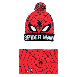 Conjunto de gorro y snood de punto con dibujo de ©Marvel Spiderman de jácquard 