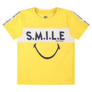 Camiseta de manga corta con inscripciones y ©Smiley estampados 