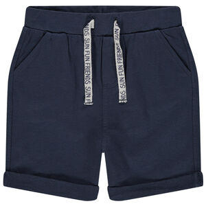 Bermuda en molleton uni à cordons imprimés 