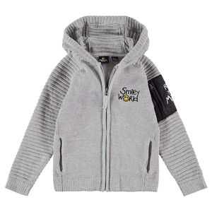 Chaqueta con capucha de punto y bolsillo con cremallera y ©Smiley de rizo 