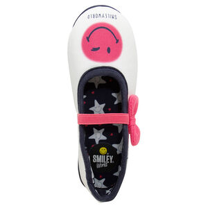 Zapatillas de punto con tira elástica y lazo rosa Smiley 