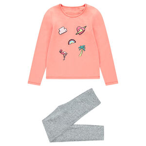 Pijama de punto bicolor con estampado de fantasía   Main Pijama de punto bicolor con estampado de fantasía