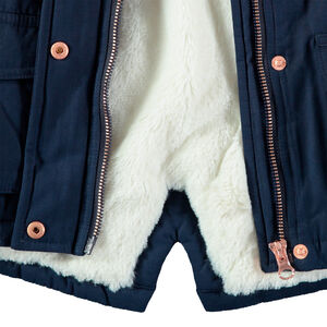 Parka de tela con forro de pelo falso 