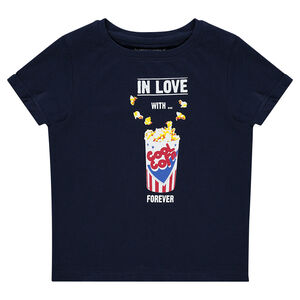 Camiseta de manga corta de punto y estampado de fantasía 