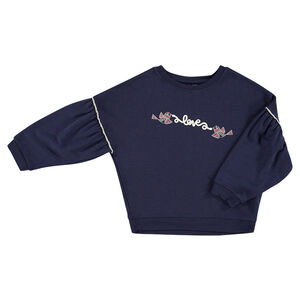 Sudadera de felpa con pájaros estampados y mensaje de cuerda 