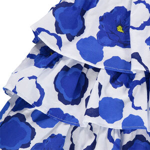  Robe à volants imprimé coquelicots bleus 