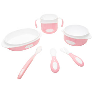 Conjunto para comer con cubiertos de silicona Mix'N'Match - Rosa 