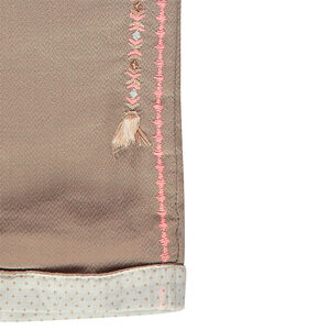 Pantalón de algodón de fantasía con bordados y borlas 
