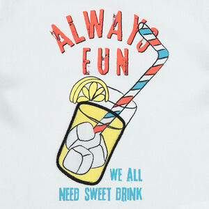 Camiseta de manga corta de punto con bebida estampada 