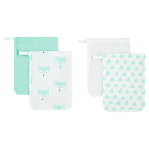 Kit de 4 manoplas de baño a juego 