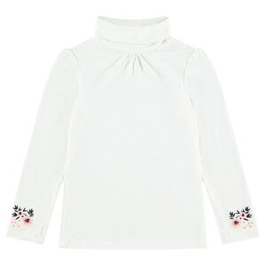 Camiseta de cuello alto con flores bordadas  Main Camiseta de cuello alto con flores bordadas
