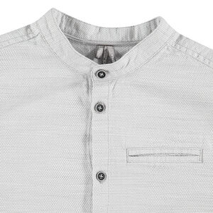 Camisa de manga larga de algodón jaspeado con cuello mao 