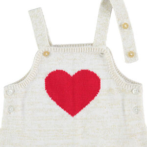Vestido tipo peto con corazón rojo de jaquard 