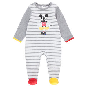Pijama de terciopelo de rayas con estampado de Mickey ©Disney 