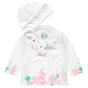 Cortavientos de goma con capucha desmontable y estampado floral 