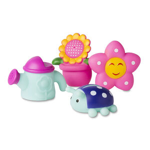 Conjunto 4 juguetes de baño tipo flor 