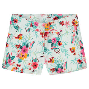Pantalón corto con flores estampadas e estilo tropical 
