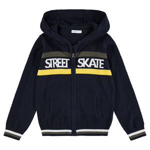 Júnior - Chaqueta con capucha de punto con bandas e inscripciones de jacquard 