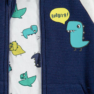 Chándal de felpa con dinosaurio estampado y cresta en relieve 
