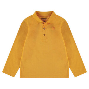 Polo de manga larga de punto slub con logo estampado 