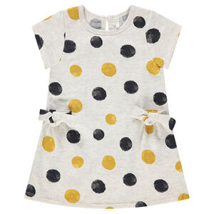 Vestido de manga corta de punto con lunares de colores 