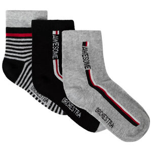 Pack de 3 pares de calcetines a juego con rayas y inscripciones  