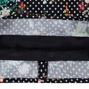 Vestido de manga larga de raso de algodón con lunares y flores all-over 