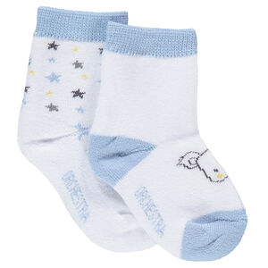 Juego de 2 pares de calcetines variados con estrellas de colores y koala de jacquard 