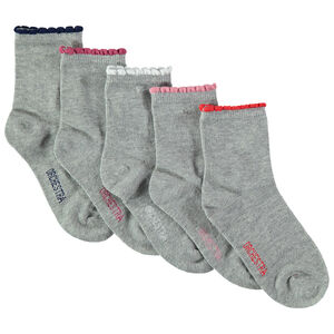 Juego de 5 pares de calcetines con borde acanalado que contrasta con festones  Main Juego de 5 pares de calcetines con borde acanalado que contrasta con festones