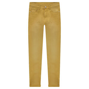 Júnior - Pantalón de sarga de corte slim con efecto desgastado y arrugado.  Main Júnior - Pantalón de sarga de corte slim con efecto desgastado y arrugado.