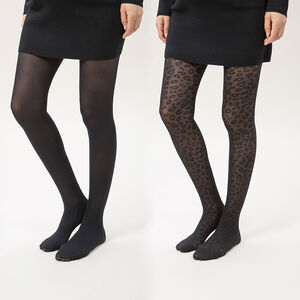Lot de 2 collants fins à motifs 