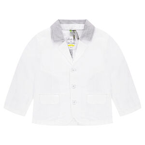 Americana de lino con cuello que contrasta 