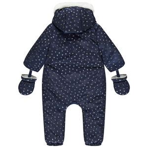 Combi-pilote à coeurs argentés all-over doublée sherpa 