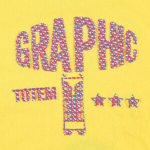 Camiseta amarilla de manga corta de punto con estampado de fantasía en relieve 