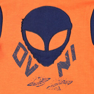 Chándal de felpa con estampado de alien con capucha y efecto de máscara 
