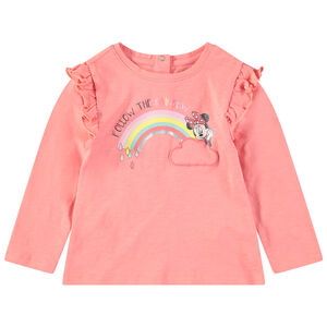 Camiseta de manga larga con volantes y estampado de Minnie  Disney y arcoíris  Main Camiseta de manga larga con volantes y estampado de Minnie  Disney y arcoíris