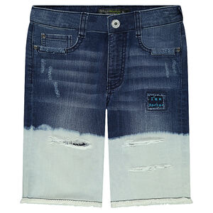Júnior - Bermudas vaqueras efecto tie and dye con rotos  