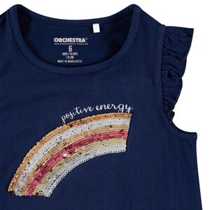 T-shirt manches courtes en coton bio à motif en sequins magiques 