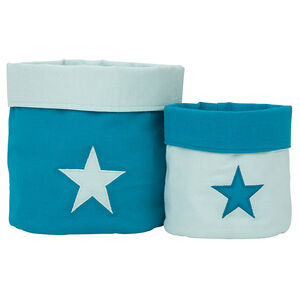 Set de 2 boites de rangement en tissu patch étoile 