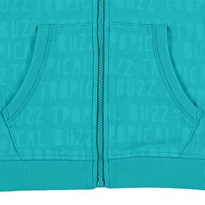 Chaqueta con capucha de felpa copn inscripciones all over 