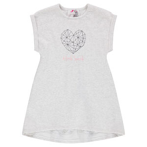 Vestido de manga corta de felpa con estampado de corazón y mariposa  Main Vestido de manga corta de felpa con estampado de corazón y mariposa