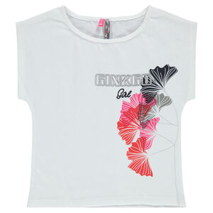 Tee-shirt manches courtes forme boîte print fleurs 