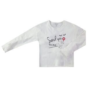 Júnior - Camiseta de manga larga lisa con mensaje estampado  Main Júnior - Camiseta de manga larga lisa con mensaje estampado