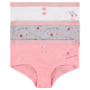 Júnior - Pack de 3 culottes de algodón con estampados de fantasía y botones  Main Júnior - Pack de 3 culottes de algodón con estampados de fantasía y botones
