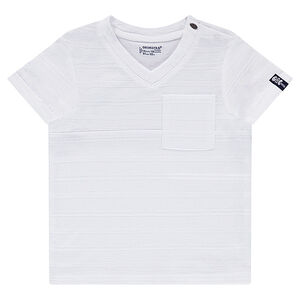 Camiseta de manga corta de punto slub con bolsillo 