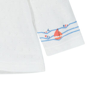 Camiseta de manga larga con estampado de olas y punto calado  