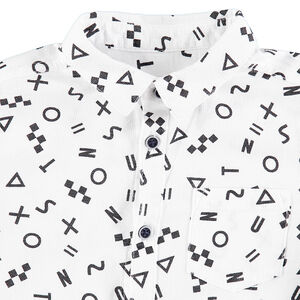 Camisa de manga larga de algodón con dibujos gráficos all over 