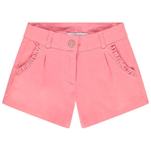 Short en satin de coton uni à poches volantées   Main Short en satin de coton uni à poches volantées