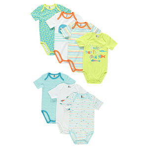 Lote de 7 bodies manga corta con fantasía con abertura adaptada a la edad 