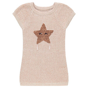 Vestido de manga corta de punto con estrella de lentejuelas mágicas  Main Vestido de manga corta de punto con estrella de lentejuelas mágicas